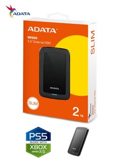 ADATA HV300 2TB External HDD Slim Hard Drive | Compatible with PS5 XBOX for Superfast Gaming Fast Data Transfer | Black  - Image 2