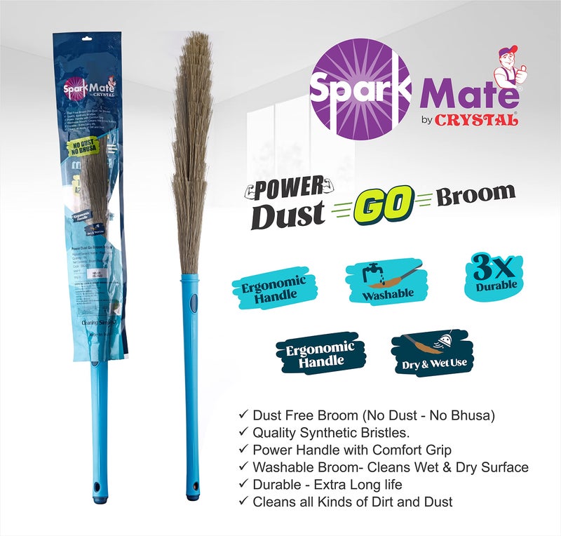 Sparkmate By Crystal No Dust Broom/Jhadu, Easy Floor Cleaning - Image 3