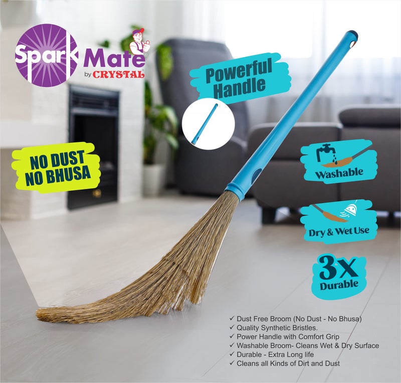 Sparkmate By Crystal No Dust Broom/Jhadu, Easy Floor Cleaning - Image 4