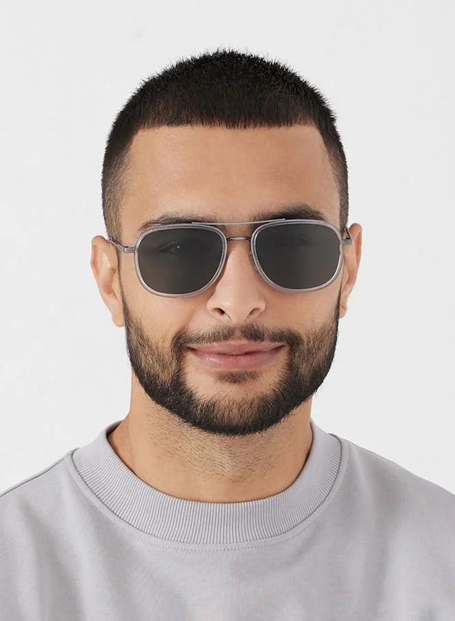 30Sundays Nostalgia,Men Sunglasses, Rectangle Sunglasses, UV Protection: UV400 (Grey,Grey)