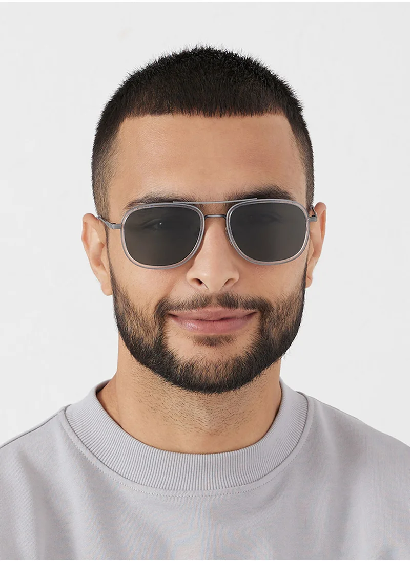 30Sundays Nostalgia,Men Sunglasses, Rectangle Sunglasses, UV Protection: UV400 (Grey,Grey)