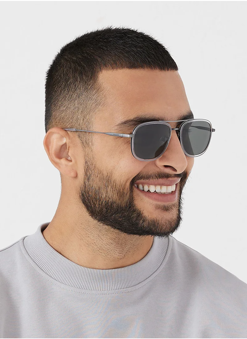 30Sundays Nostalgia,Men Sunglasses, Rectangle Sunglasses, UV Protection: UV400 (Grey,Grey)