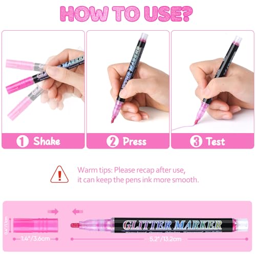 OLINGYOU Glitter Marker Pens,36 Colors Self-Shimmer Metallic Markers,Glitter Paint Pens DIY Crafts Greeting Birthday Cards, Making Poster,Album,Scrapbooking,Wood，Mugs - Image 4