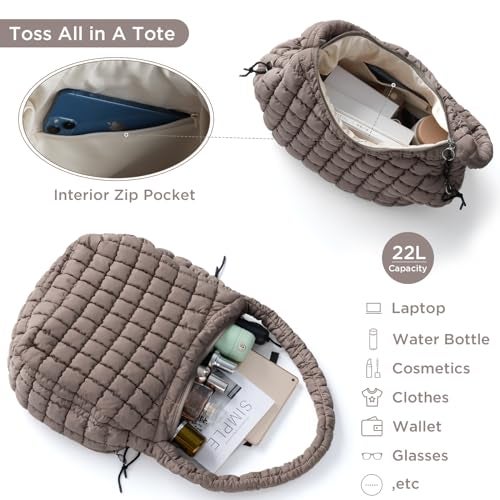 Babysun Puffer Tote Bag for Women Large Quilted Tote Bag Quilted Carryall Bag Soft Puffy Crossbody Bag Hobo Handbags Puff Purse - Image 5