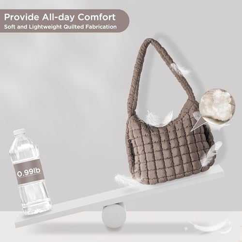 Babysun Puffer Tote Bag for Women Large Quilted Tote Bag Quilted Carryall Bag Soft Puffy Crossbody Bag Hobo Handbags Puff Purse - Image 4
