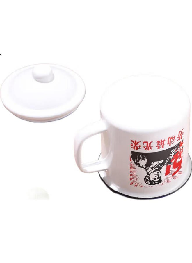 Baijie Enamel Mug, Enamel Cup, Honorable Labor Nostalgic Cup, Tea Mug With Lid, Large Drinking Cup, 500Ml - Image 2