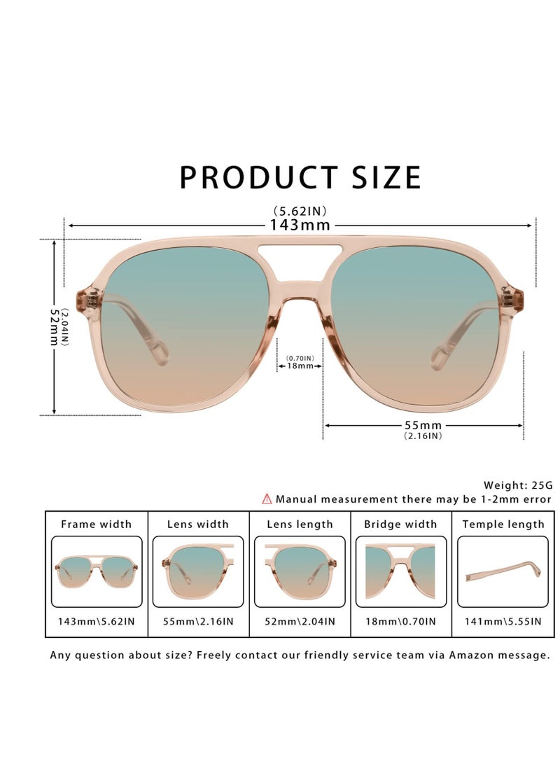 Excefore Retro Square Aviator Sunglasses, 70s Vintage Double Bridge Sun Glasses, Vintage Sunglasses Aviators, for Womens Mens (2 Pcs) - Image 5