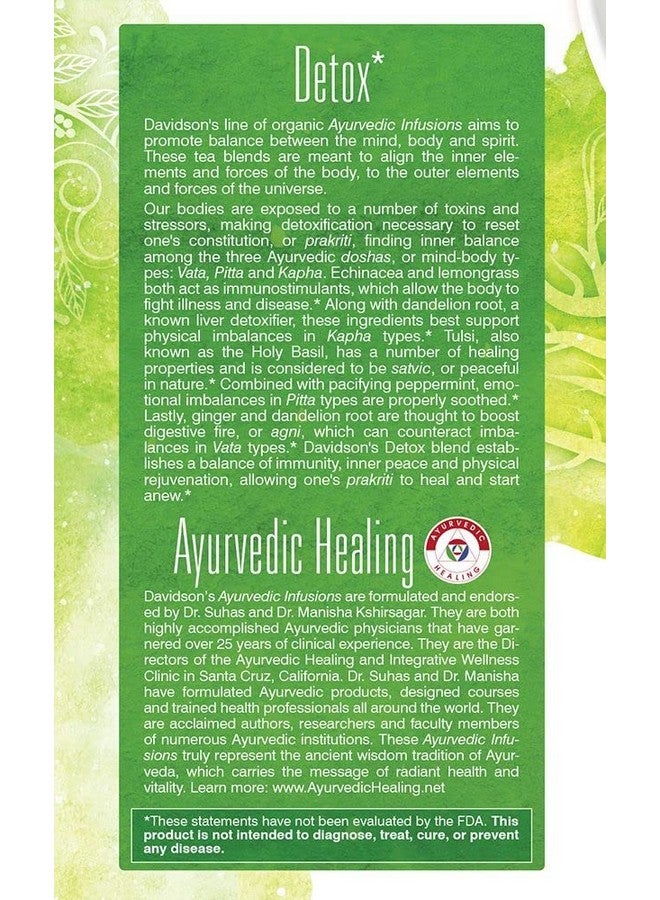 Davidson's Davidson's Organics, Ayurvedic Infusions, Detox, 25-count Tea Bags, Pack of 6 - Image 3