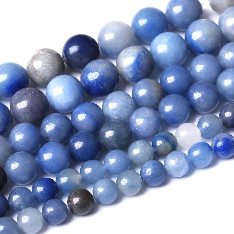 36PCS 10MM Natural Blue Aventurine Beads Round Loose Stone Beads for Jewelry Making DIY Energy Stone Healing Power Bracelet 15