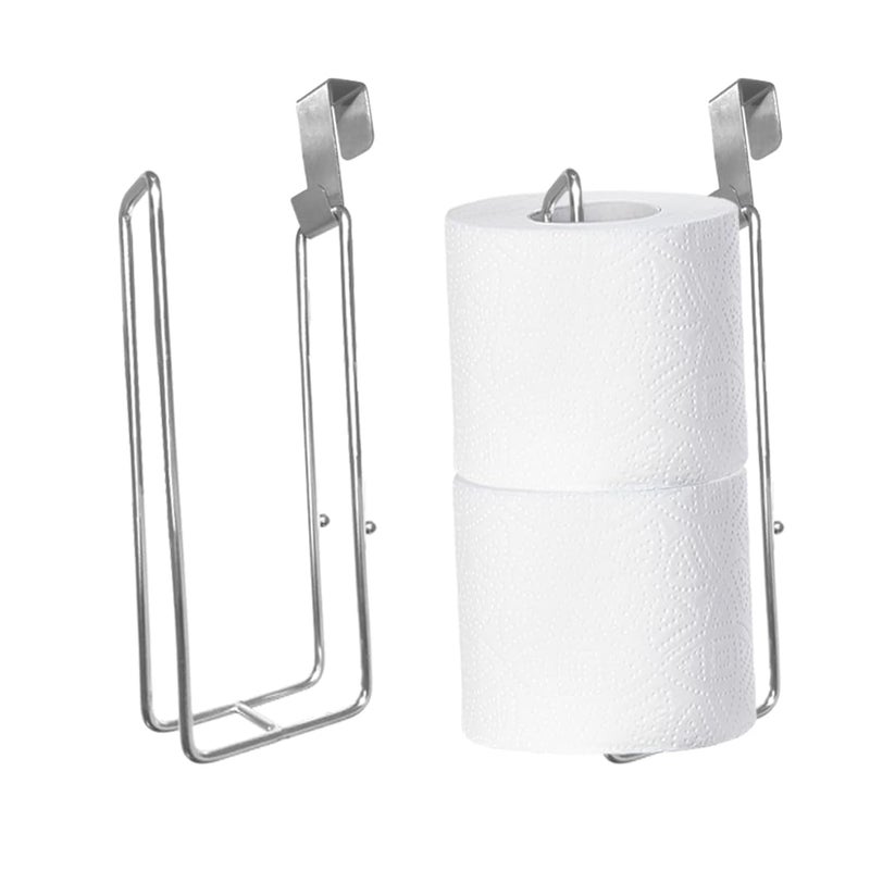 Zeadesign Toilet Paper Holder with Storage Extra 4 Roll Tissue  Over The Tank Toilet Paper Roll Holder Wall Mount  Brushed Nickel and Chrome Tissue Holder for Bathroom  RV Toilet Paper Holder with Shelf  2Pcs - Image 1