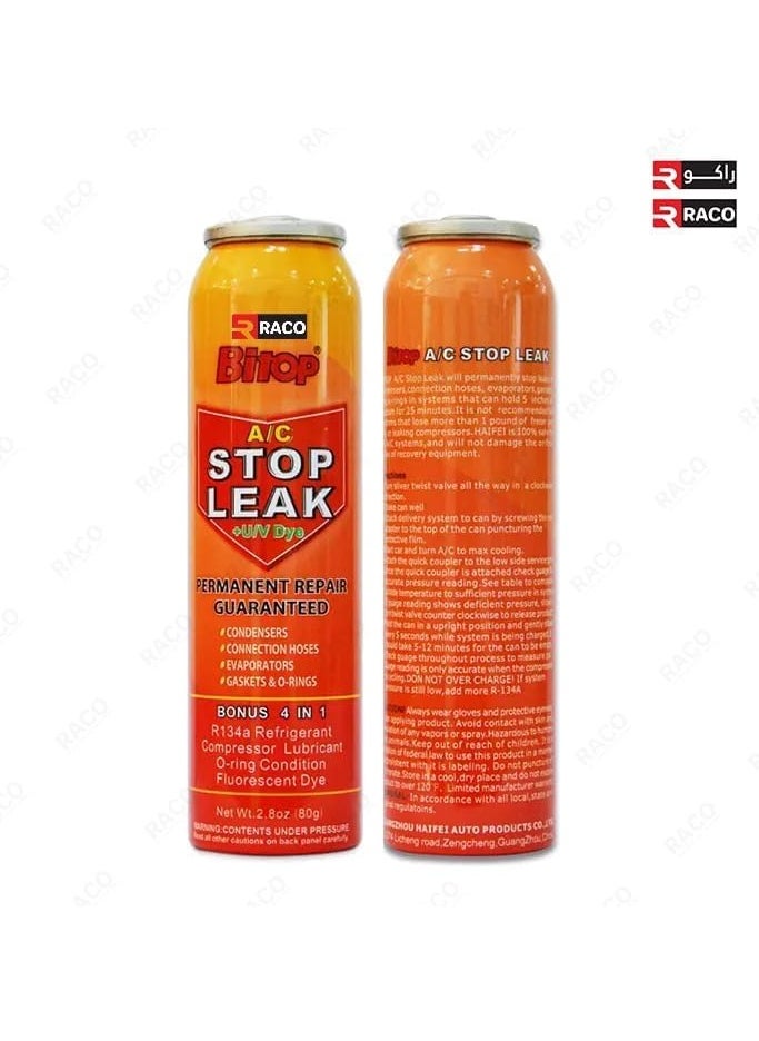 RACO Bitop Car Air Conditioner Stop leak Seal 80g | Repair R134A Refrigerant and Oil Leaks in Air Conditioning Systems with Fluorescent Leak Detection.
