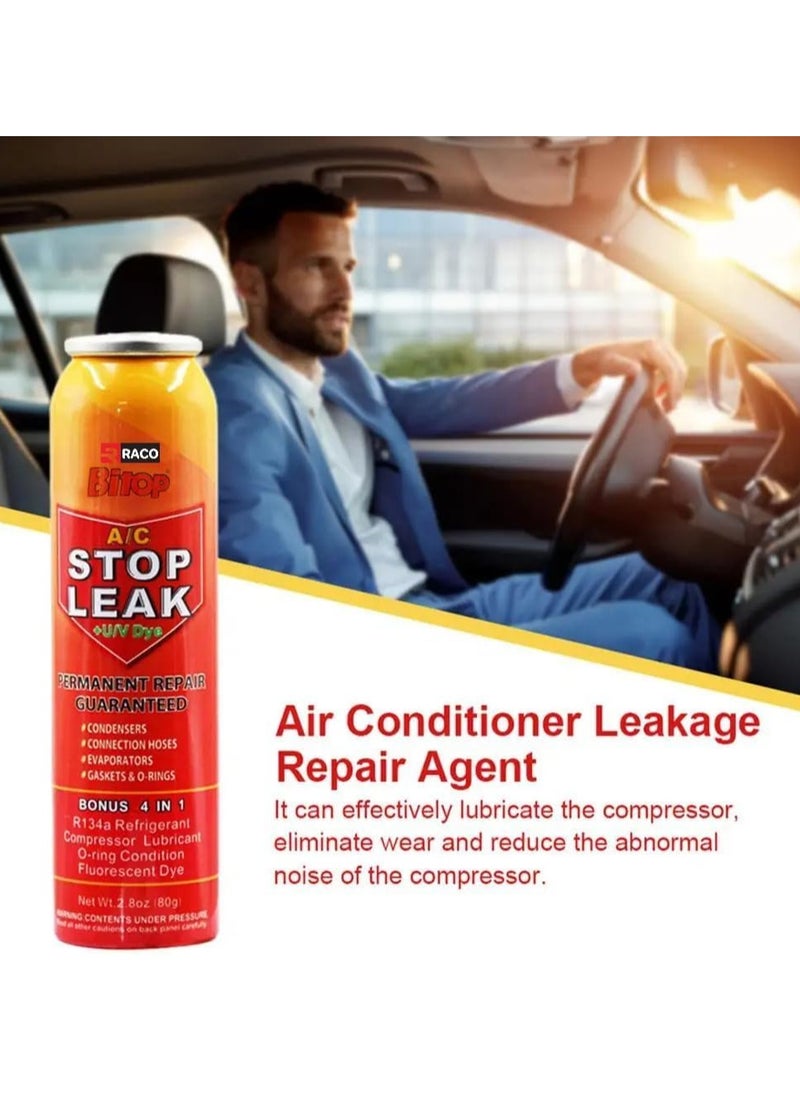 RACO Bitop Car Air Conditioner Stop leak Seal 80g | Repair R134A Refrigerant and Oil Leaks in Air Conditioning Systems with Fluorescent Leak Detection.