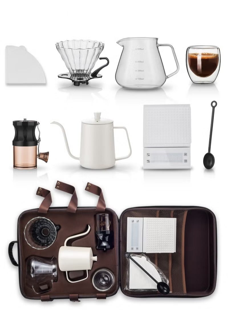 Captaintech White Coffee Maker Set of 9 Pieces with Suitcase V60 Professional To Prepare and Brew Coffee By Drip - Image 1