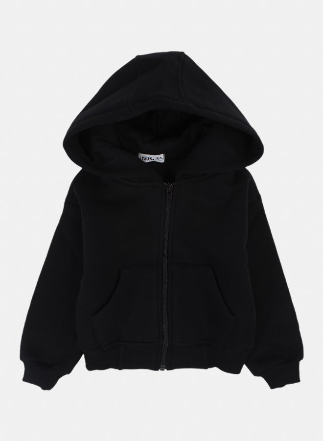 اوركيدز هودي بسوستة وأكمام طويلة للأطفال – أسود - Image 1