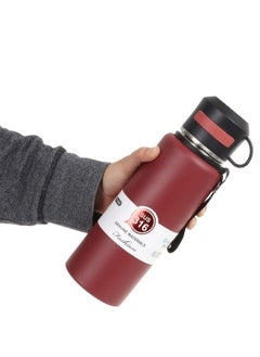 Happy Home Stainless Steel Thermos Flask with Tea Infuser and Cup Keeps Drinks Hot for 12 Hours and Cold for 6 Hours 800ml - Red  - Image 2