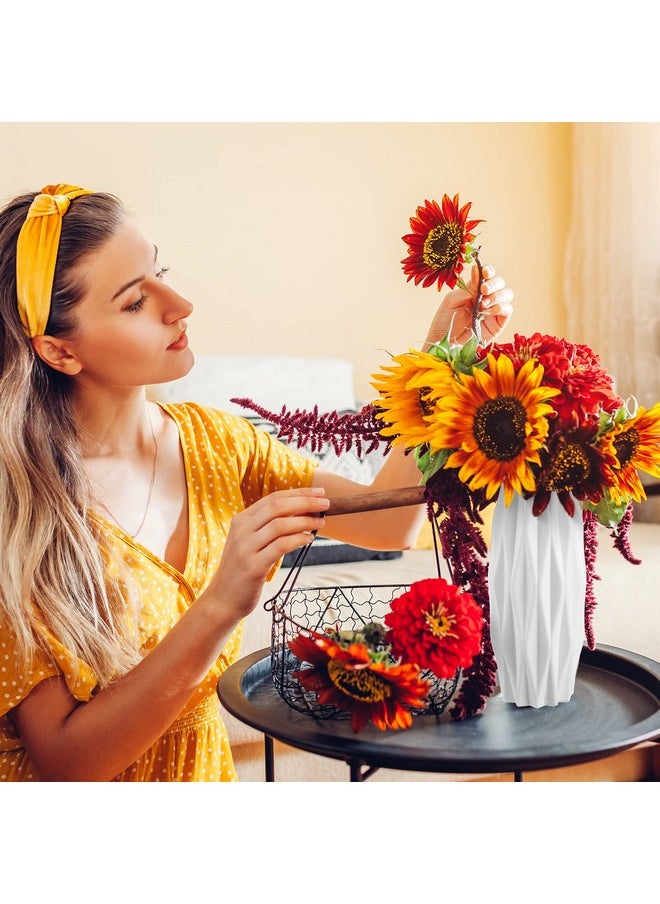 Hoolerry - 16 Pcs White Plastic Flower Vases Bulk For Centerpieces White Bud Vase For Flowers Ceramic Look Flower Vase Decorative Tall Unbreakable Vase For Flowers Home Office Table Living Room Decor - Image 1
