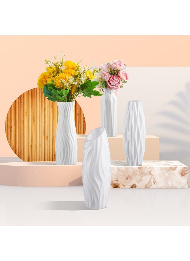 Hoolerry - 16 Pcs White Plastic Flower Vases Bulk For Centerpieces White Bud Vase For Flowers Ceramic Look Flower Vase Decorative Tall Unbreakable Vase For Flowers Home Office Table Living Room Decor - Image 1