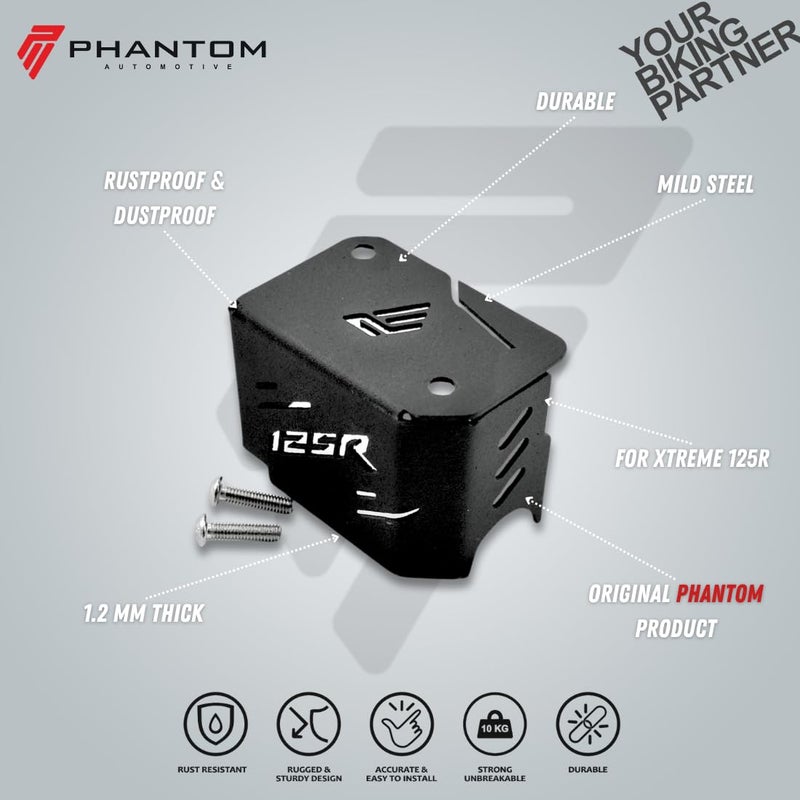 PHANTOM حماية أسطوانة الماستر الأمامية Phantom لـ Xtreme 125R Ver.2.0 | غطاء خزان | متين ومقاوم للتآكل | تركيب سهل (أسود) - Image 3