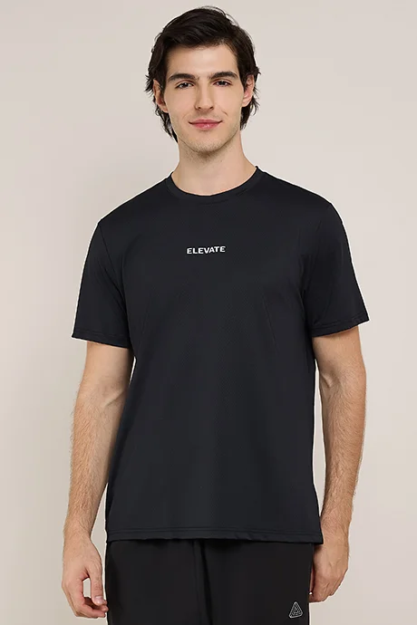 أر أند بي Print Detail Active T-Shirt with Crew Neck and Short Sleeves