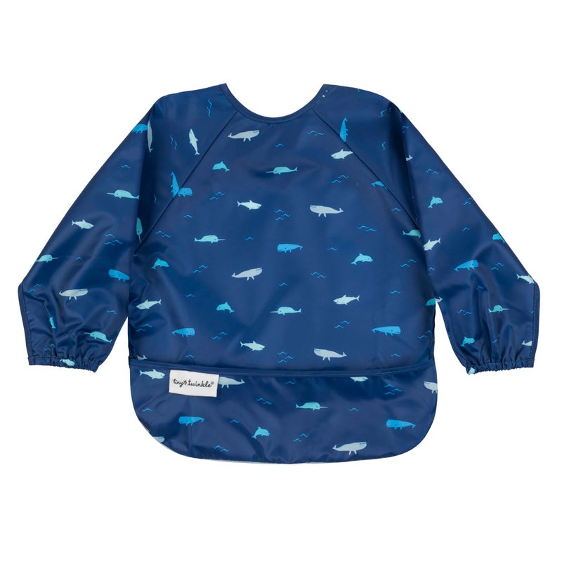 Tiny Twinkle Tiny Twinkle Mess Proof Small Bib, Cute Long Sleeve Bib Suit, Waterproof Bibs for Kids, Machine Washable, Baby Robe, Ocean Life, 2-4 Years  - Image 1