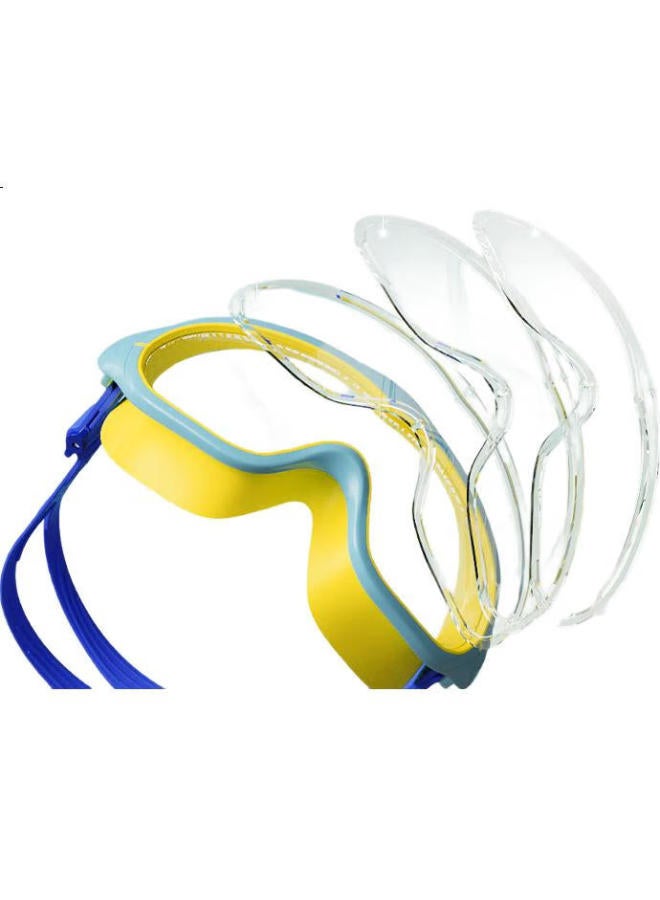 Swans Children'S Swimming Goggles For Boys And Girls, Anti-Fog Waterproof High-Definition Clear Large Frame Swim Goggles And Swim Cap Two-Piece Set, Pink And Blue - Image 1