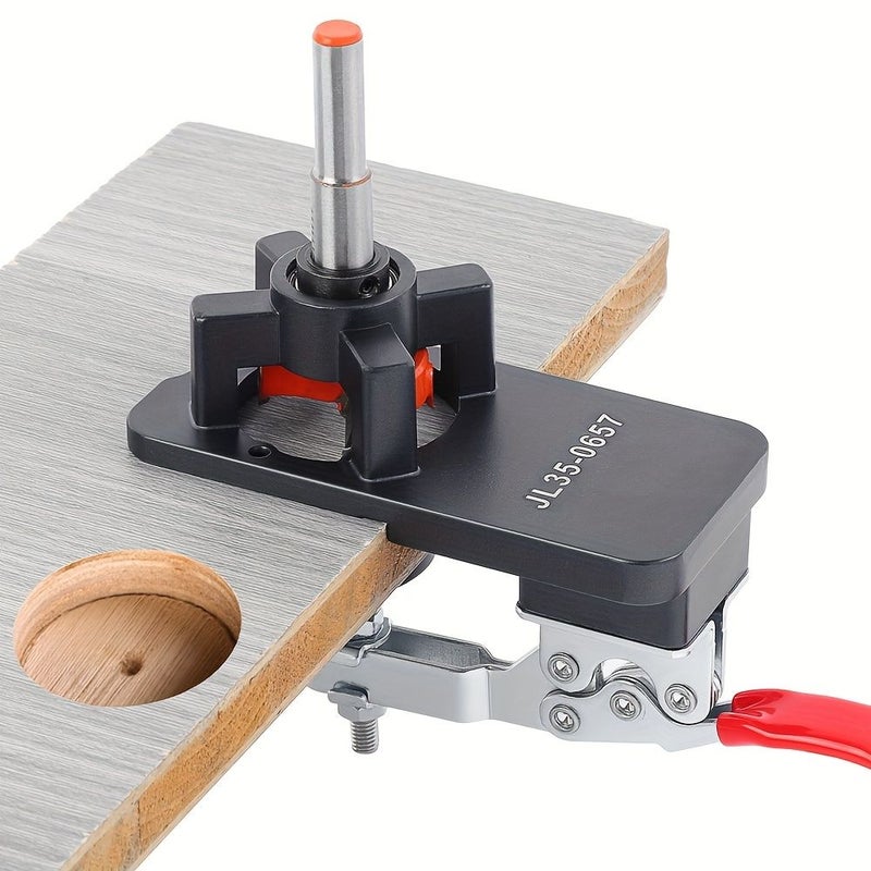 1.38 Inch Hinge Hole Punch Tool Metal Drill Bit Holder Red Lever - Image 1
