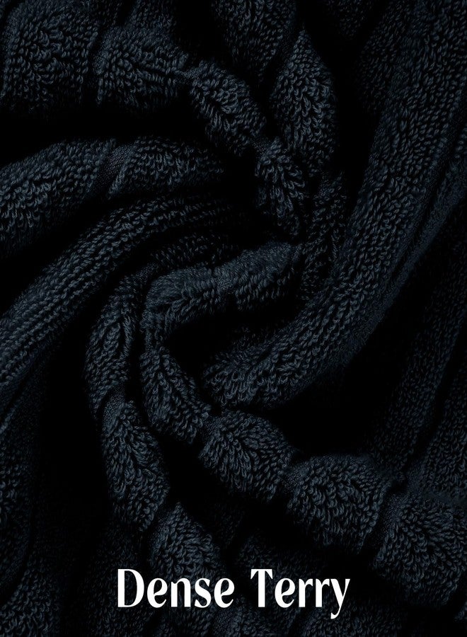 Jacquotha 2-Pack Bathroom Hand Towels (Black) Ribbed - Guest Room & Spa Premium Cotton Face Towels 13” x 29”, Soft and Quick Drying 480 GSM - Image 4