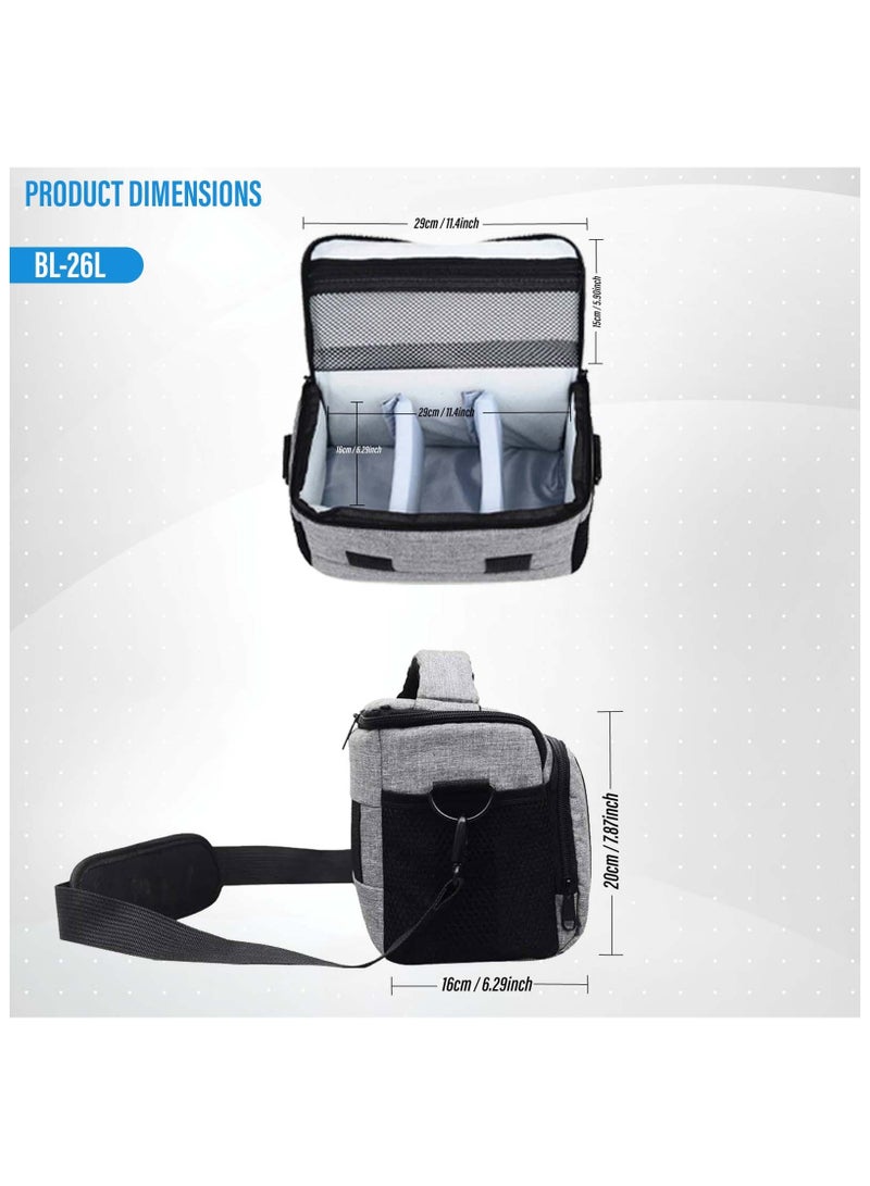 Coopic BL-26 GRAY Messenger CANVAS DSLR Camera Bag Urban Life Shoulder Case for Nikon Sony Canon Olympus Pentex Interchangeable Mirrorless Micro 4/3 Full Frame Lens Digital SLR - Image 3