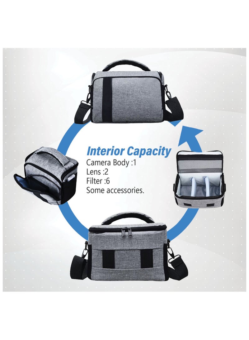 Coopic BL-26 GRAY Messenger CANVAS DSLR Camera Bag Urban Life Shoulder Case for Nikon Sony Canon Olympus Pentex Interchangeable Mirrorless Micro 4/3 Full Frame Lens Digital SLR - Image 5