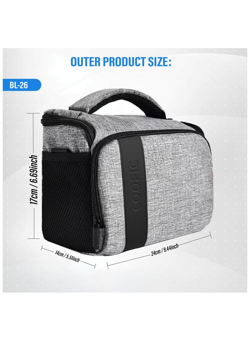 Coopic BL-26 GRAY Messenger CANVAS DSLR Camera Bag Urban Life Shoulder Case for Nikon Sony Canon Olympus Pentex Interchangeable Mirrorless Micro 4/3 Full Frame Lens Digital SLR - Image 2