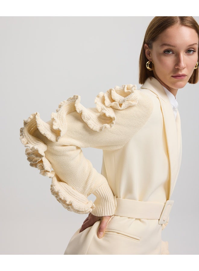 Ipekyol Belted Jacket With Raised Flowers  - Image 2