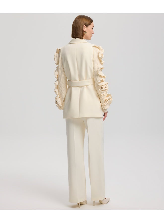 Ipekyol Belted Jacket With Raised Flowers  - Image 5
