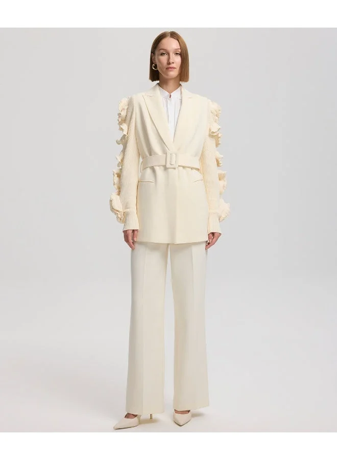 إبيكيول Belted Jacket With Raised Flowers