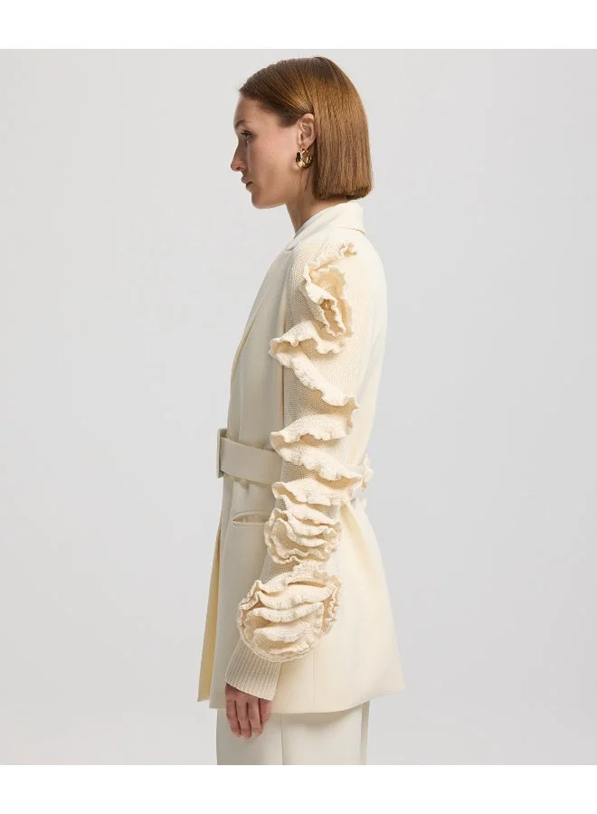 إبيكيول Belted Jacket With Raised Flowers