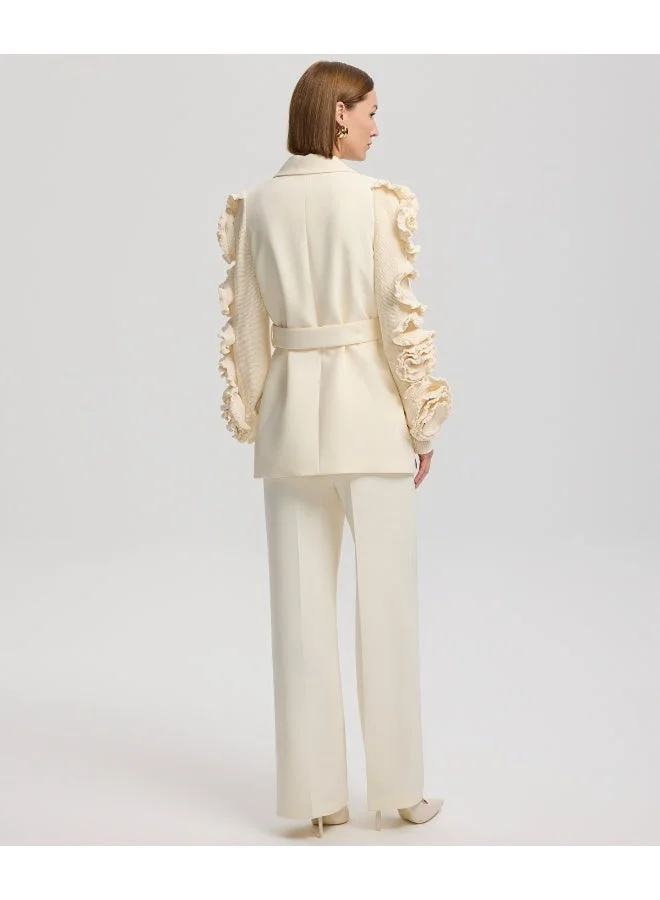 إبيكيول Belted Jacket With Raised Flowers