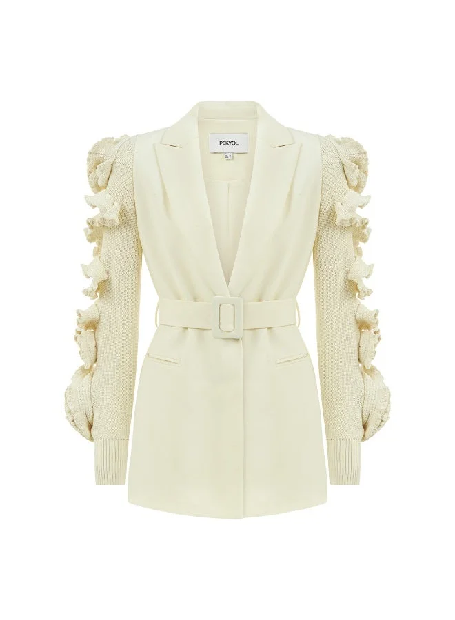إبيكيول Belted Jacket With Raised Flowers