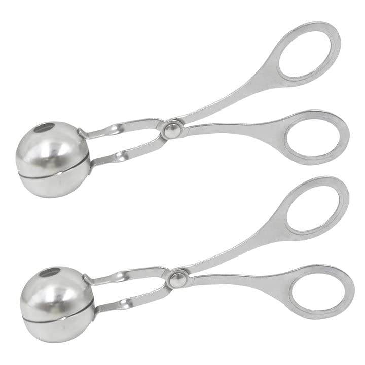 CaoXiong 2 Pcs Stainless Steel Meat Baller Ball Maker Meatball Scoop None-Stick Baller Tongs Meat Ball Maker Mold Cake Pop,Ice Tongs,Cookie Dough Scoop for Kitchen - Image 1