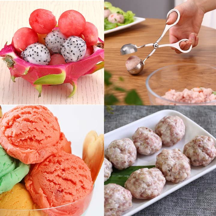 CaoXiong 2 Pcs Stainless Steel Meat Baller Ball Maker Meatball Scoop None-Stick Baller Tongs Meat Ball Maker Mold Cake Pop,Ice Tongs,Cookie Dough Scoop for Kitchen - Image 4