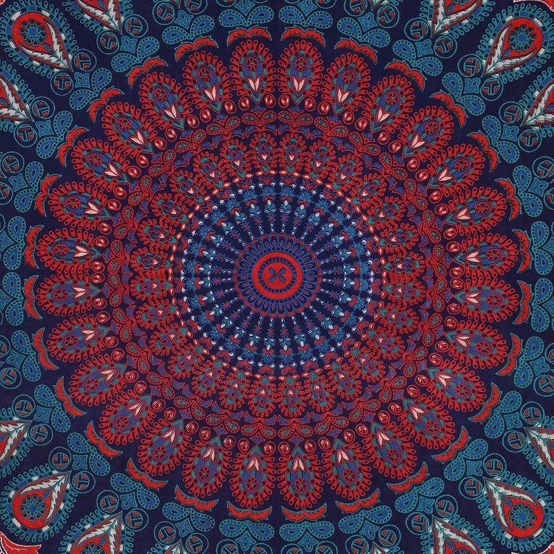 Bless International Handmade Indian hippie Bohemian Psychedelic Peacock Mandala Wall hanging College Dorm Beach Throws Table Cloth Bedding Tapestry (Midnight Blue, Medium(54x60Inches)(137x152cms)) - Image 3