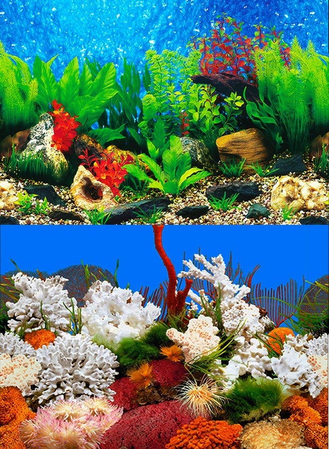 ELEBOX New 15.7" x 40" Fish Tank Background 2 Sided River Bed & Lake Background Aquarium - Image 1