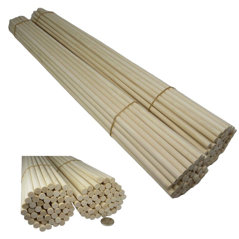 Trustleaf 60cm x 8mm Birch Hardwood Wooden Dowels/Craft Sticks (100 Pack) - Image 1
