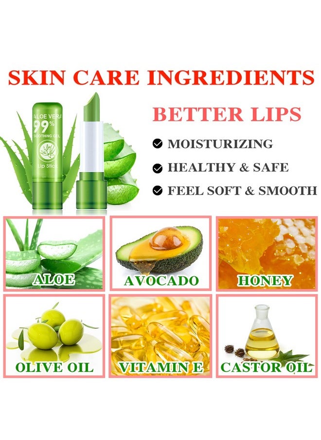 WYBLZPXZ - 3 Pack Aloe Vera Lipsticklong Wear Nutritious Lip Stickmagic Temp Color Changing Lip Glosslipstickmoisturizingwaterproof Matte Lip Balm Makeup - Image 1