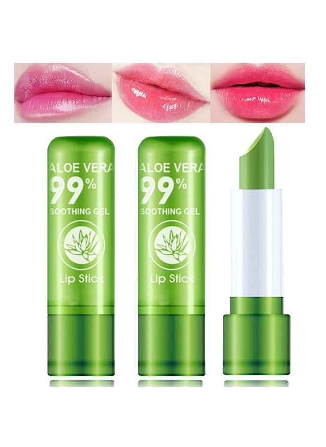 WYBLZPXZ - 3 Pack Aloe Vera Lipsticklong Wear Nutritious Lip Stickmagic Temp Color Changing Lip Glosslipstickmoisturizingwaterproof Matte Lip Balm Makeup - Image 1