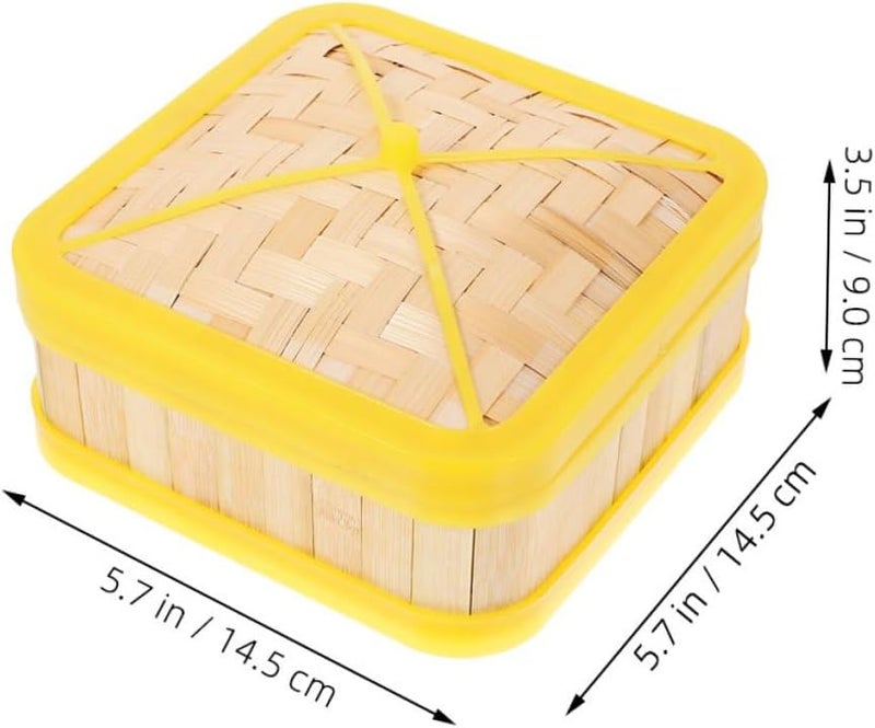 Steamer Basket 5-inch Square with Lid 2pcs Set Natural Food Steamer for Cooking Dumplings, Buns, and Vegetables in Kitchen - Image 2