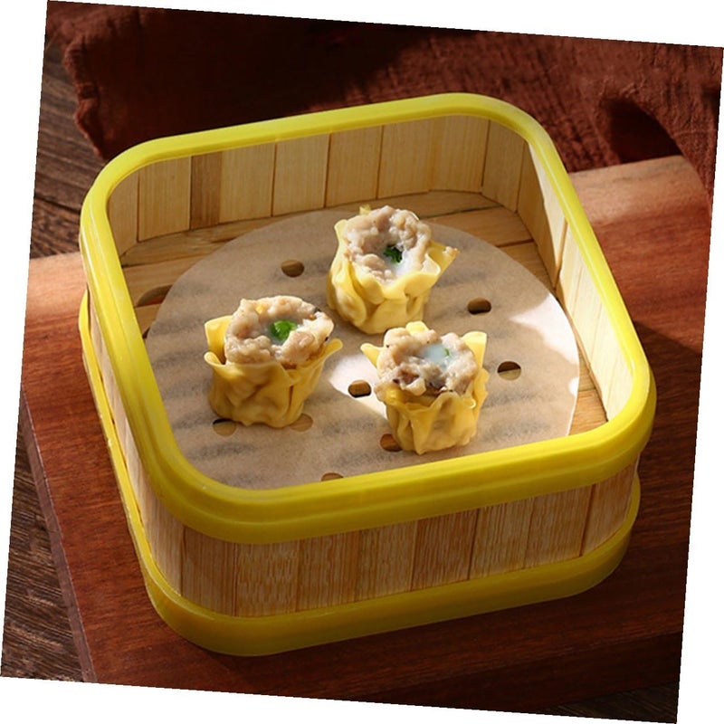Steamer Basket 5-inch Square with Lid 2pcs Set Natural Food Steamer for Cooking Dumplings, Buns, and Vegetables in Kitchen - Image 5