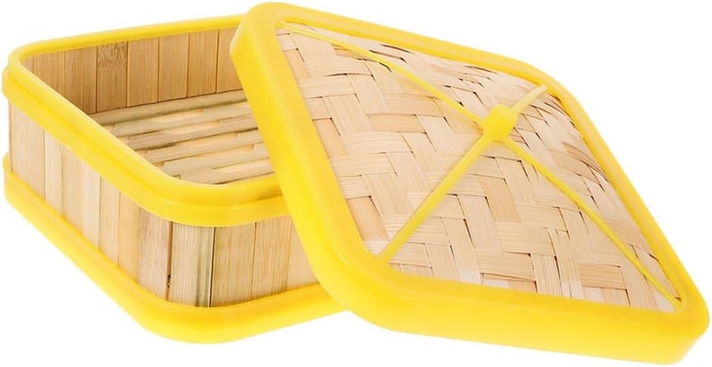 Steamer Basket 5-inch Square with Lid 2pcs Set Natural Food Steamer for Cooking Dumplings, Buns, and Vegetables in Kitchen - Image 1