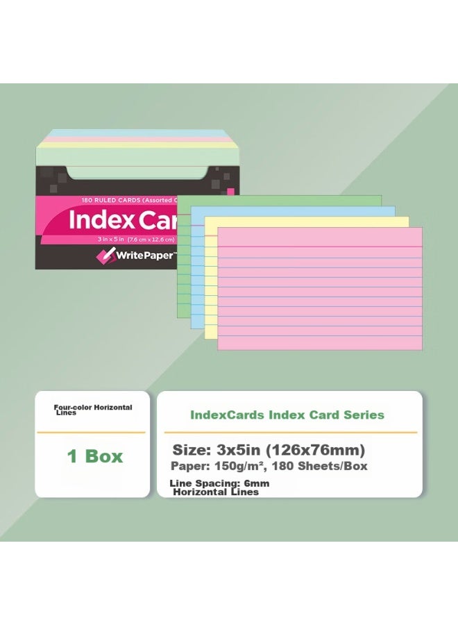 Kaisa Index Cards Four Colors 180 Sheets Index Cards Classification Labels Office Cards Paper Sticky Notes Cards Colorful Knowledge Point Recording Cards - Image 1
