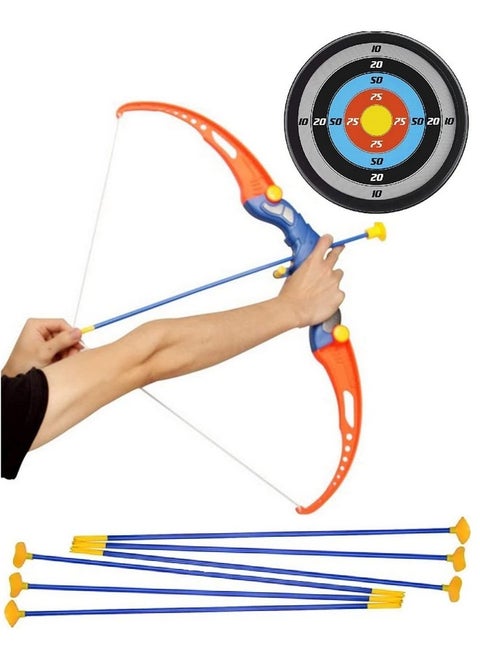 Toy Kids Bow & Arrow Toy Archery Set With Target Board For Boys - 6 Teer Dhanush Kaman For 4 5 6 + Years Old