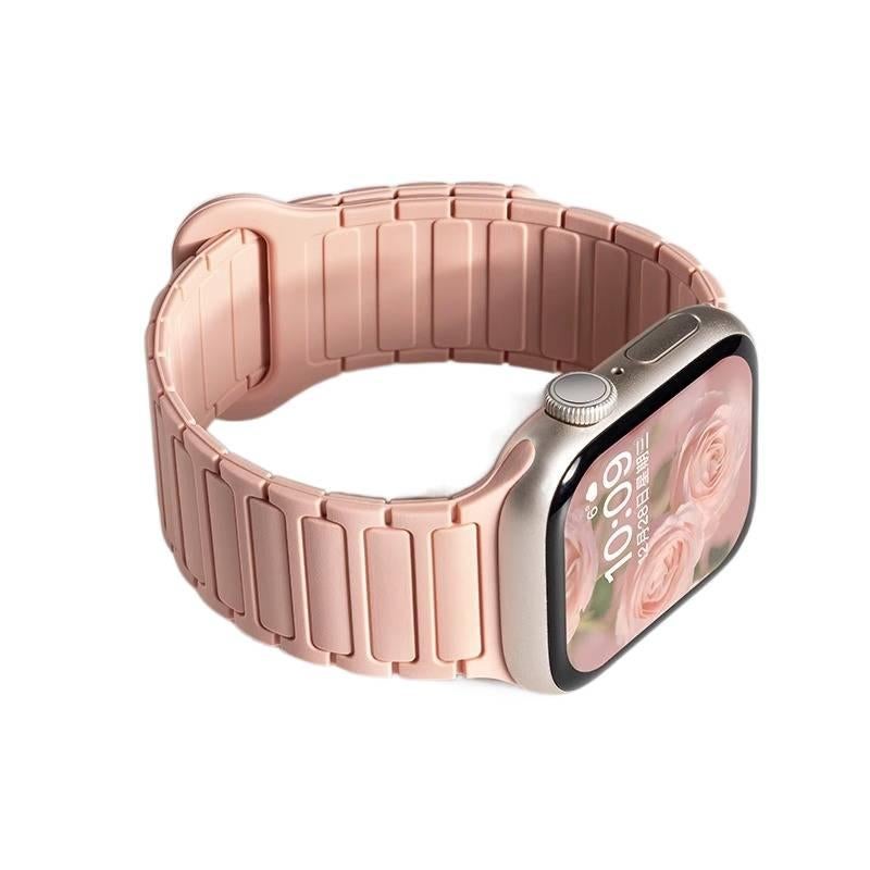 Pink Silicone Sport Strap Smartwatch Band Compatible with Apple Watch Ultra with Adjustable Fit Replacement Strap for Daily Wear - AuraLuxe - Image 1