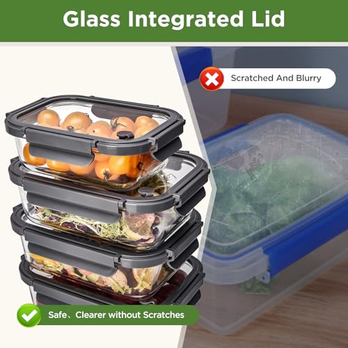 Spreccio Glass Food Storage Containers with Lids, 10 Pack of 21oz, Glass Meal Prep Container with Airtight Lids, Microwave Safe Food Container Set, BPA Free, LeakProof, Ideal for Lunch - Image 3